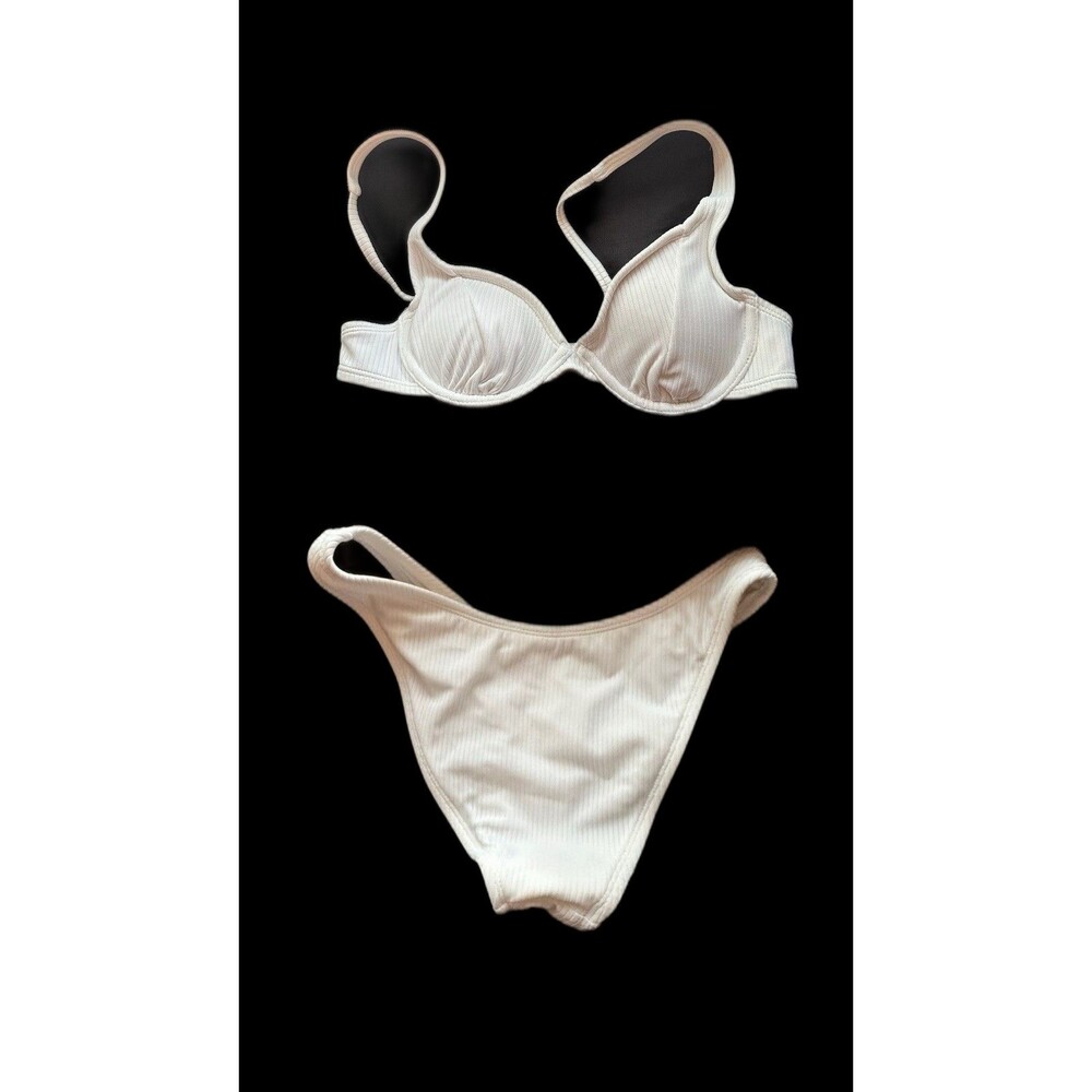 White Ribbed Target Bikini Sets XS Top S Bottom